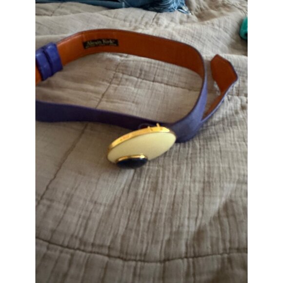 Alexis Kirk Womens Belt Purple Leather Two-Tone Design Unique Buckle Vintage main image 7